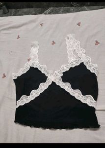 Black Lace Trim Cami Top