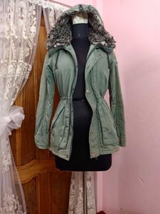 💚Olive Green Fur Hooded Jacket💚