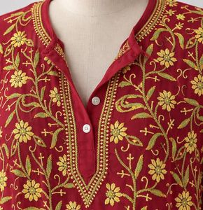 Gorgeous maroon sheer embroidered kurti