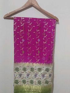 Elegant Pink Floral embroidered saree