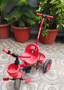 Red Kids Tricycle with Parental Handle