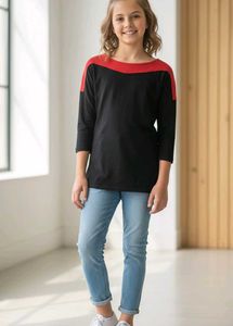 Stylish Girls' Black and Red Tshirt