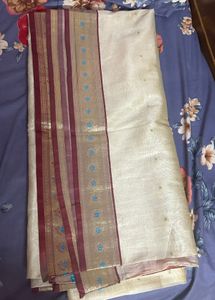 Elegant Cream Saree with Maroon Border