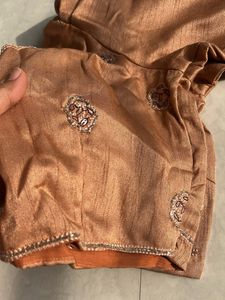 Elegant Brown Saree with Embellished Blouse