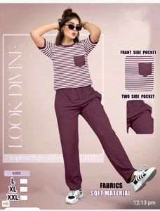 Chic Striped Top &amp; Comfortable Pants Set
