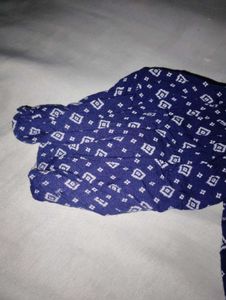 Blue Off-Shoulder Diamond Print Top