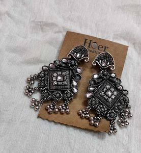 Bohemian Oxidised Jhumka Earrings