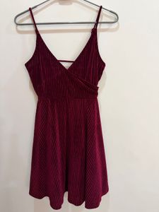 Forever 21 Velvet Striped A-Line Mini Dress