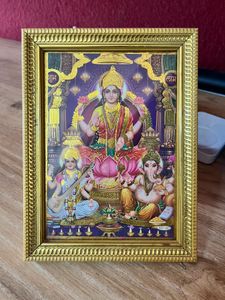 Framed Lakshmi Ganesha Saraswati Picture