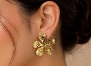 Gold Flower Statement Earrings