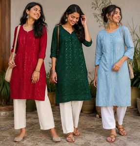 Elegant Sequined Kurtas - Set of 3
