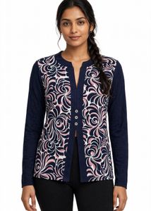 Stylish Navy Blue Printed Top