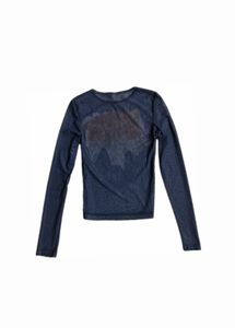 y2k mesh floral Print Long Sleeve Top