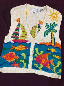 Vintage Tropical Fish Knit Vest