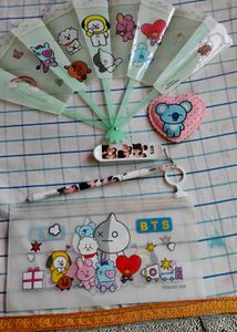BTS BT21 Pouch, pen, fan & hair accessory