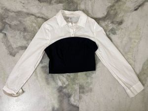 Chic Two-Tone Cropped Shirt