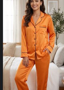 Satin Pajama Set - Orange