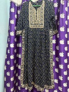Elegant Navy Blue Kurta Set with Dupatta