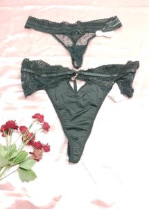 four Lace Panty Set - Purple &amp; Black combo
