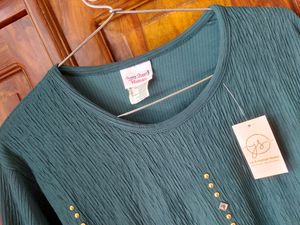 Green Casual Long Tunic Top With Tags (New)