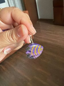 handmade paper mache Purple Fish Earrings
