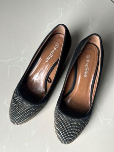 Sparkling Embellished Black Heels