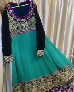 Indian Traditional  Outfit Ethnic Indian Full Length Gown Full Sleeves With Embroidery
