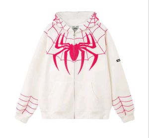 Spider Web Graphic Zip-Up Hoodie | S size