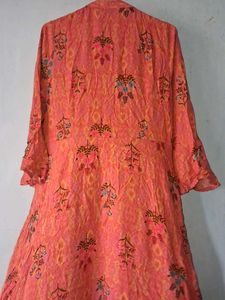Orange Floral Print Kurta