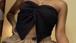 Stylish Black Knot Front Bandeau Top