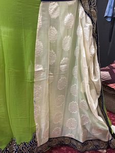 Elegant Lime Green Saree with Brocade Pallu