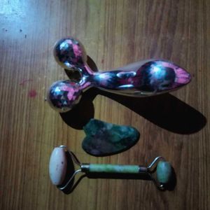 Jade Roller &amp; Face Massager Set