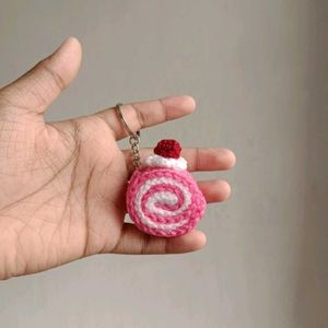 Crocheted Swiss Roll Keychain