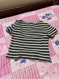 Striped Cropped Ribbed Top