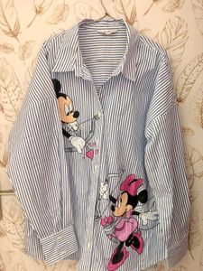 Kazo's Mickey & Minnie Striped Button-Up Shirt