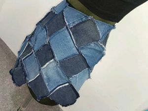 Denim Patchwork Mini Skirt