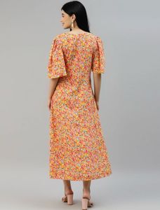 PlusS Chic Floral Midi Dress with Side Slit