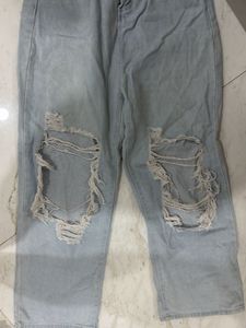 Ripped Wide-Leg Jeans