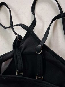 Black Sports Bra with Strappy Design