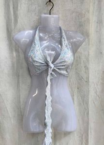 331110. Sparkly Halter Bikini Top