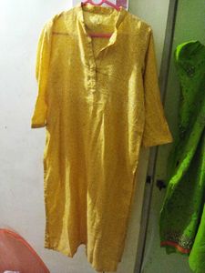Yellow Printed Kurta