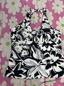 Chic Floral Print Halter Top