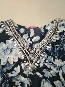 Embellished Floral Print Kurta