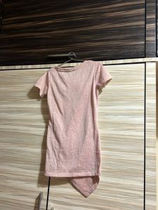 Chic Pink Ruched Asymmetrical Top