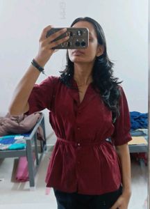 Maroon Top with Tie Details