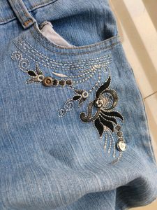 Embroidered Light Wash Jeans