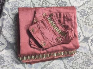 Beautiful Pink Saree with Embellished Border