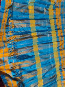 Vibrant Blue &amp; Yellow Checked Saree