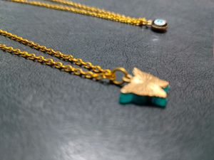 Fancy Golden Evil-eye And Butterfly Neck piece