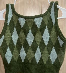 Argyle Knit Crop Top